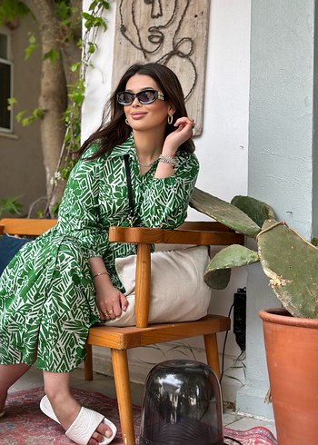 Yeşil Bohem Uzun Elbise - Görsel 2