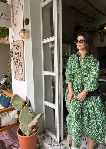 Yeşil Bohem Uzun Elbise - Görsel 4