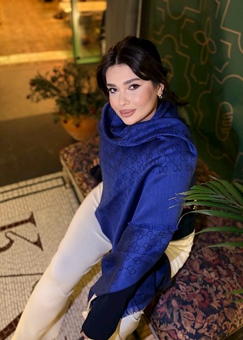 Koyu Mavi, Kürklü, Uzun Kollu Kadın Triko - Görsel 5