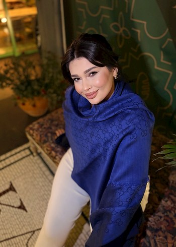 Koyu Mavi, Kürklü, Uzun Kollu Kadın Triko - Görsel 3