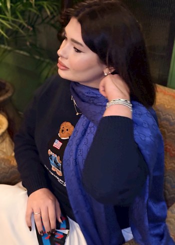 Koyu Mavi, Kürklü, Uzun Kollu Kadın Triko - Görsel 2