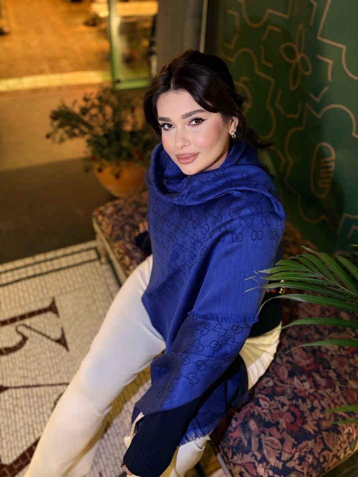 Koyu Mavi, Kürklü, Uzun Kollu Kadın Triko - Görsel 5