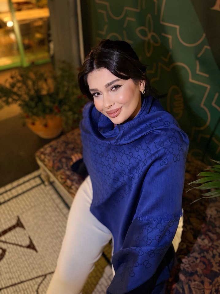 Koyu Mavi, Kürklü, Uzun Kollu Kadın Triko - Görsel 3