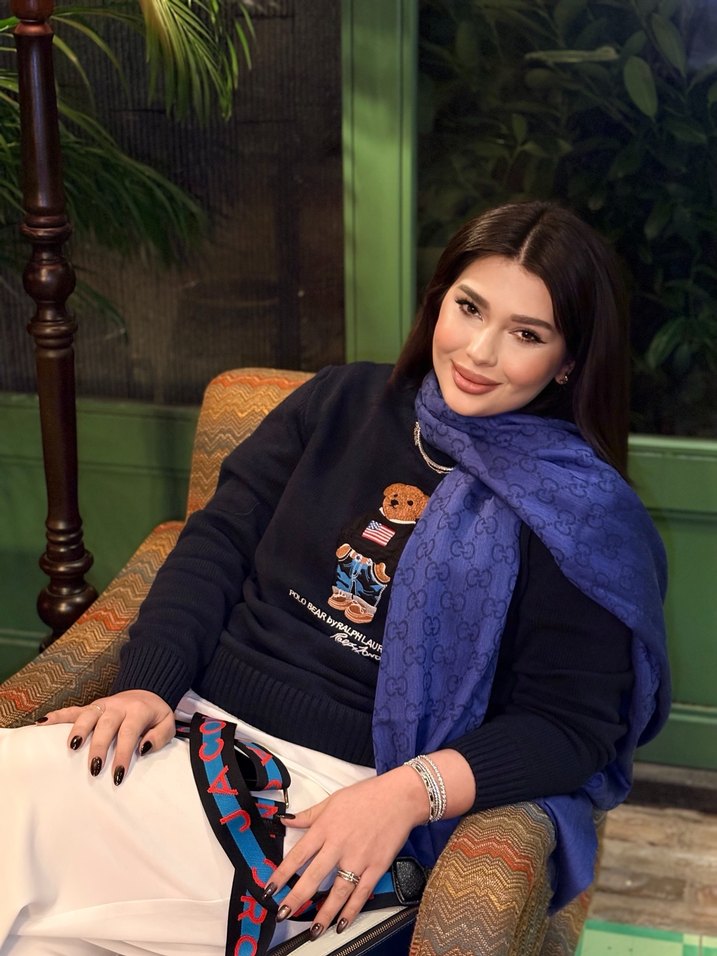 Koyu Mavi, Kürklü, Uzun Kollu Kadın Triko - Görsel 4