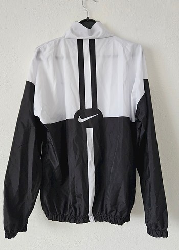 Nike Siyah Beyaz İnce Paraşüt Kumaş Fermuarlı Erkek Yağmurluk - Görsel 2