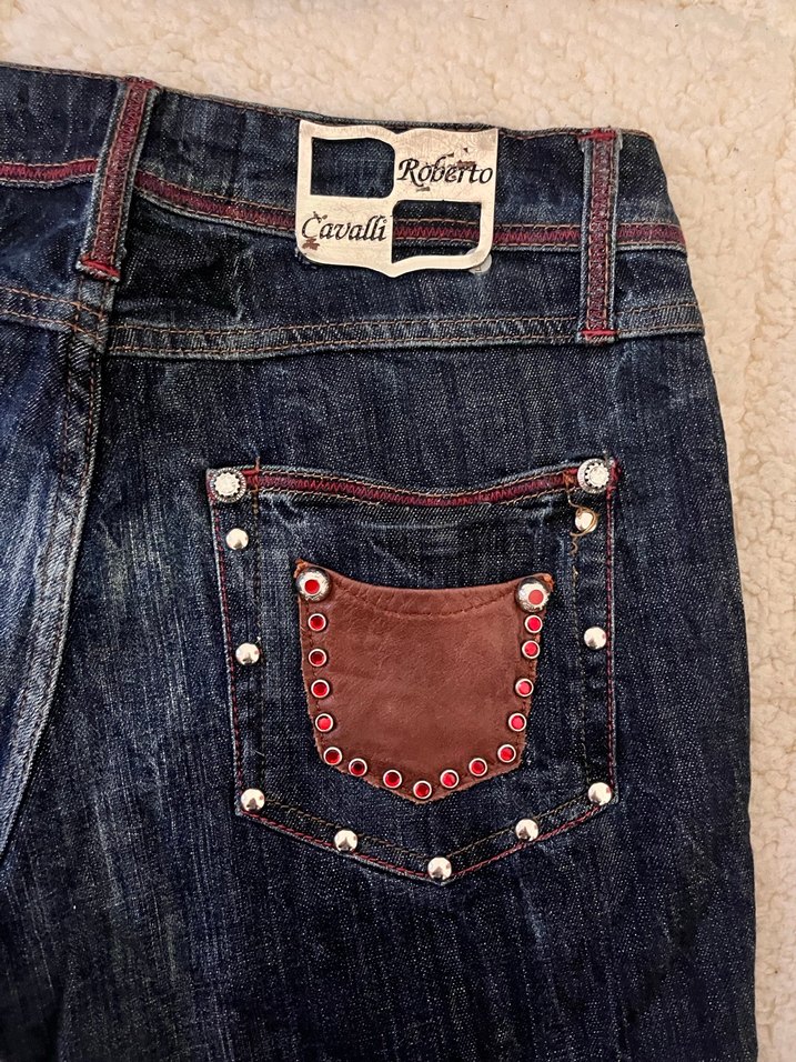 Roberto Cavalli Bordo Nakışlı Kadın Kot Pantolon - Görsel 2
