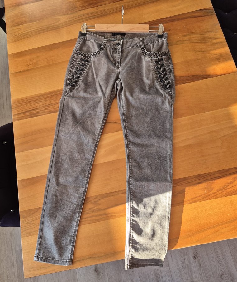 Gri Nakışlı Kemerli Kadın Denim Pantolon love in fashionon - Görsel 2