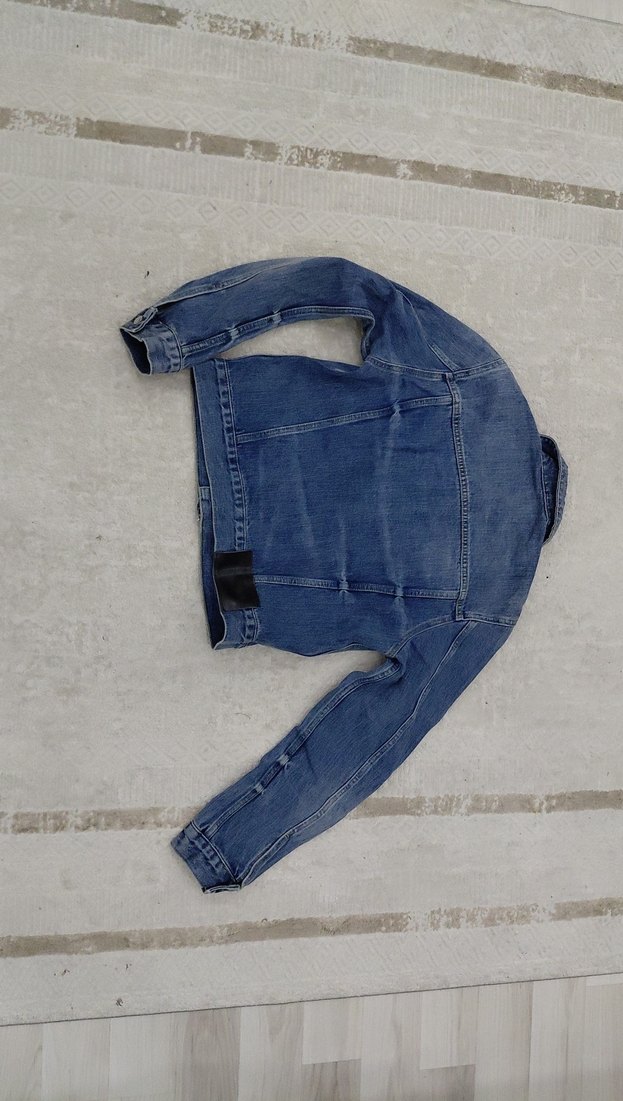 Zara Düğmeli Mavi Kadın Kot Ceket - Görsel 2