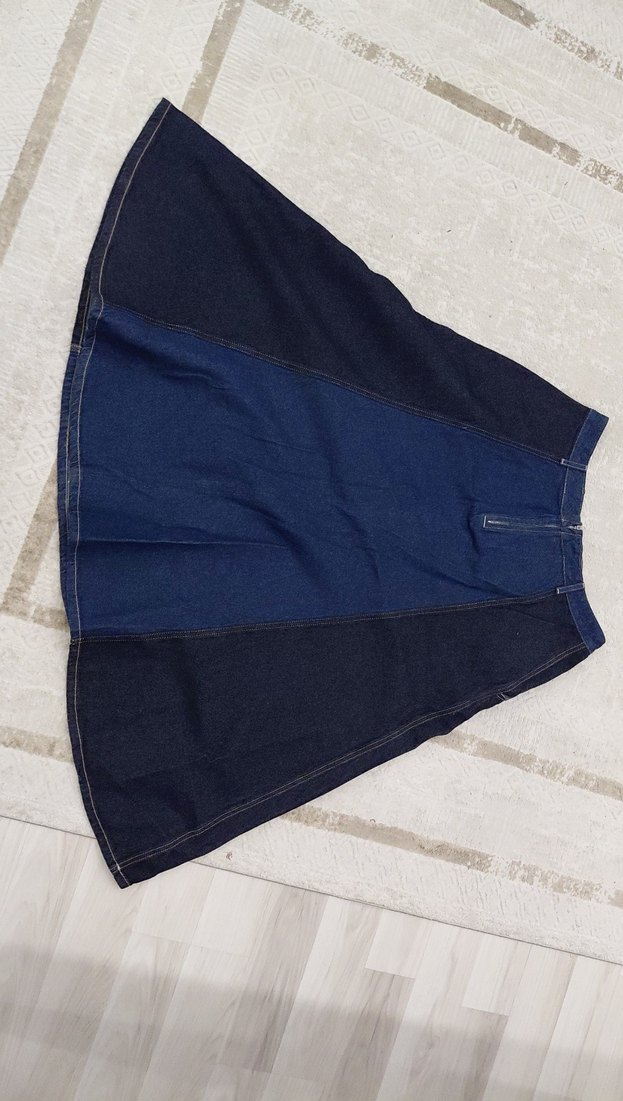 Zara Kadın Lacivert Midi Kot Etek model 21 - Görsel 2