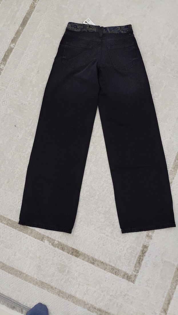 Zara Desenli kemer detaylı  Midi Kot Pantolon model 14 - Görsel 2