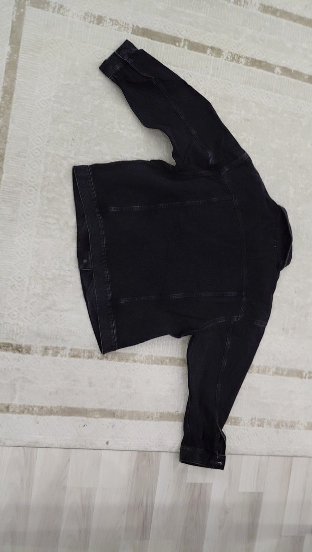 Urban Siyah Düğmeli Kadın Denim Ceket - Görsel 2