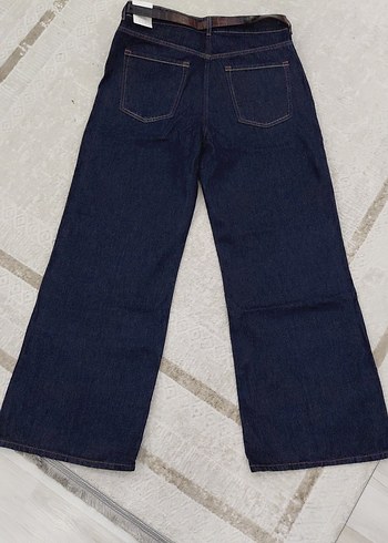 Zara lacivert Kadın Bol Kesim Kemerli Jean Model 16 - Görsel 2