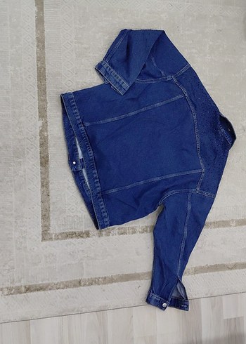 Zara Düğmeli  taşlı Mavi Kadın Denim Ceket model 18 - Görsel 2