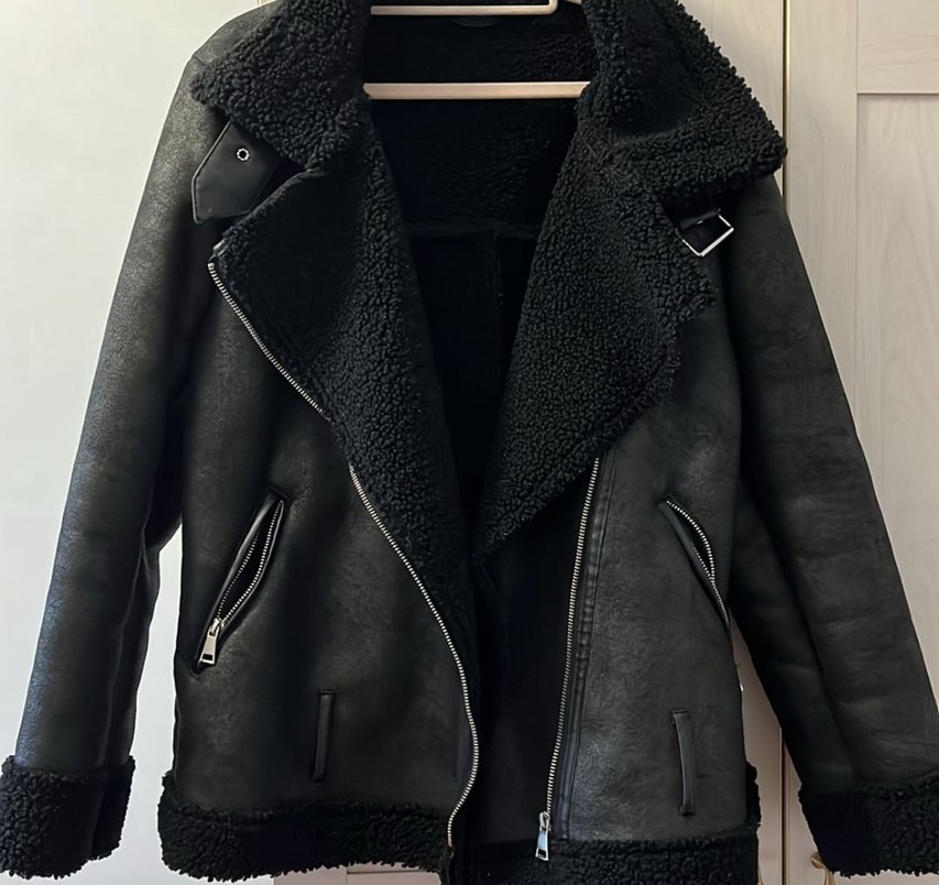 Siyah Süet Kürklü Biker Ceket - Görsel 2