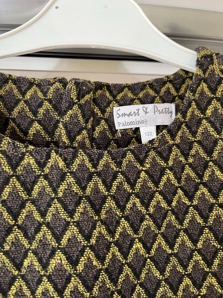 Kız Çocuk Altın Rengi Örgü Desenli Elbise - Görsel 2