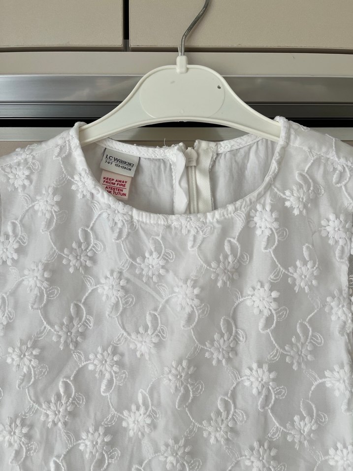 Beyaz Dantel Detaylı Kız Çocuk Abiye Elbise - Görsel 3