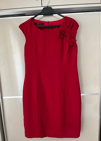 Kırmızı Drapeli Midi Kadın Elbise - Görsel 4