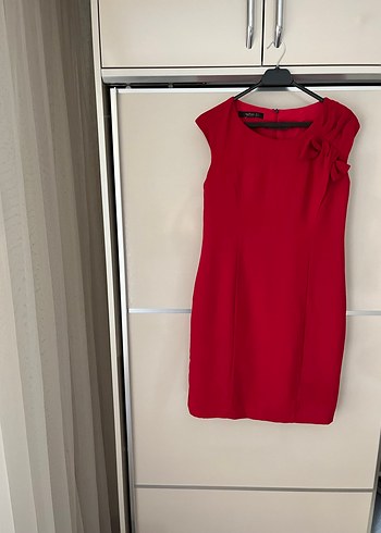 Kırmızı Drapeli Midi Kadın Elbise - Görsel 2