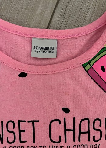 Kız Çocuk Pembe Baskılı Kısa Kollu Tişört - Görsel 3