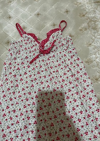 Kız Çocuk Pembe Çiçekli Askılı Elbise - Görsel 3