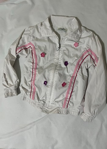 Kız Çocuk Beyaz Nakışlı İnce Yağmurluk - Görsel 2