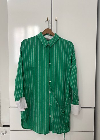 Yeşil Çizgili Uzun Kollu Gömlek - Görsel 3