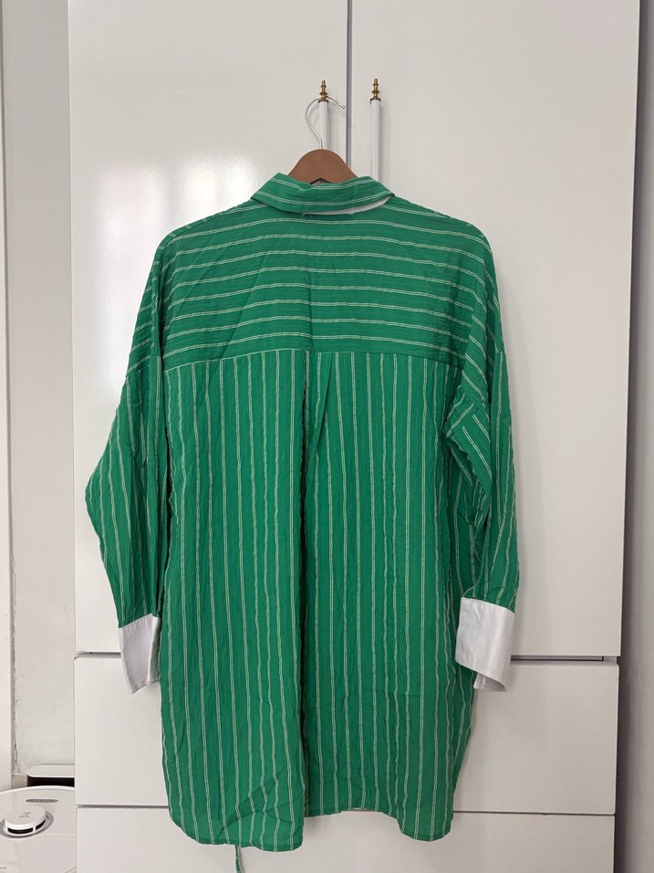 Yeşil Çizgili Uzun Kollu Gömlek - Görsel 2