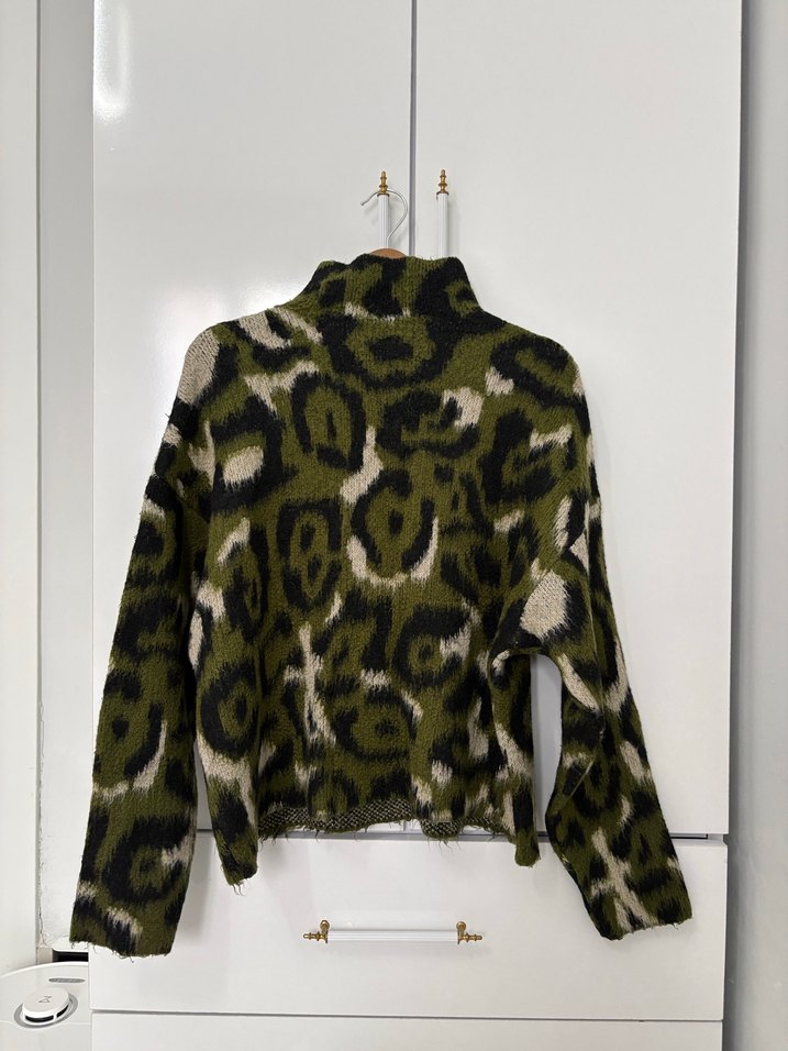 Bohem Tarz Koyu Yeşil Balıkçı Yaka Kazak - Görsel 2