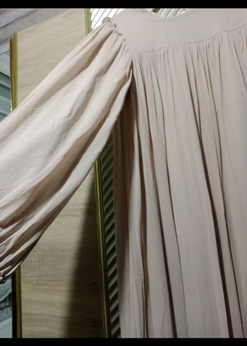 Bej Uzun Kollu tül Elbise - Görsel 3