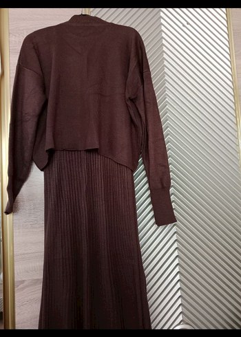 Kahverengi Triko Uzun Elbise - Görsel 5