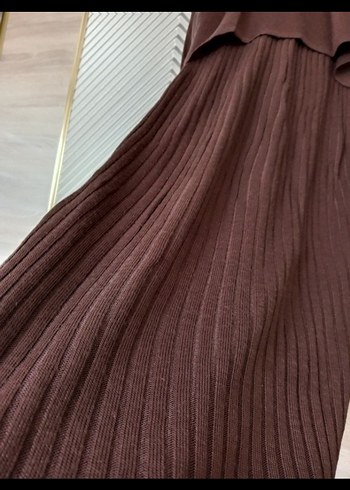 Kahverengi Triko Uzun Elbise - Görsel 2