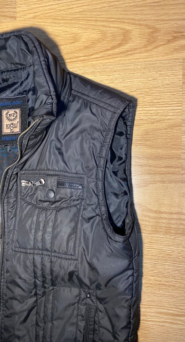 Kığılı Erkek Siyah Fermuarlı Biker Yelek - Görsel 5