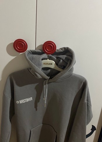 Gri Kapüşonlu Unisex Sweatshirt - Görsel 4