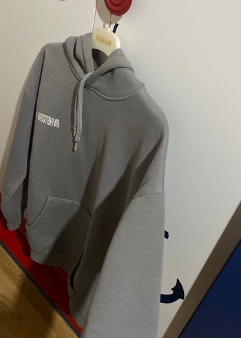 Gri Kapüşonlu Unisex Sweatshirt - Görsel 3