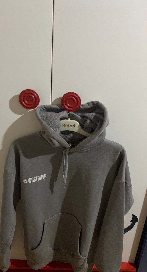 Gri Kapüşonlu Unisex Sweatshirt - Görsel 4