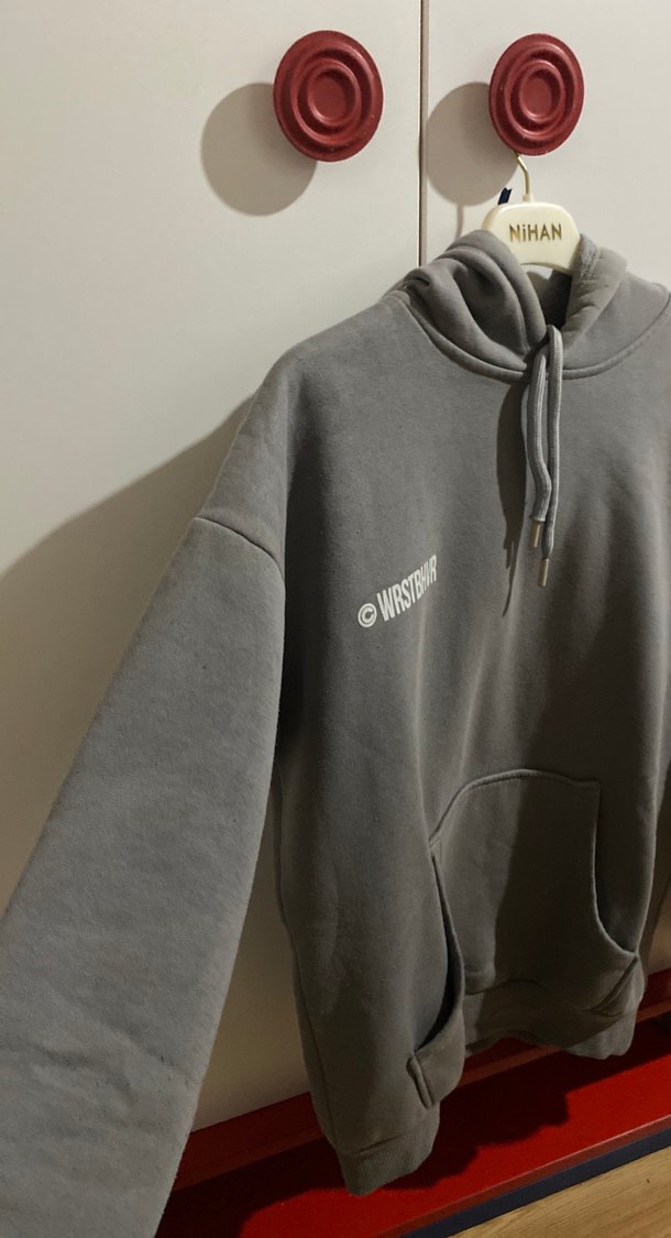 Gri Kapüşonlu Unisex Sweatshirt - Görsel 2