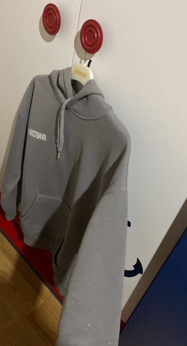 Gri Kapüşonlu Unisex Sweatshirt - Görsel 3