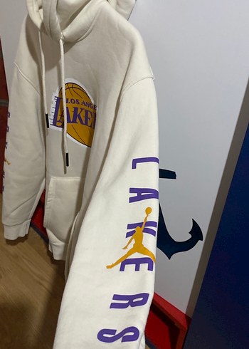 Bej Los Angeles Lakers Kapüşonlu Sweatshirt - Görsel 4