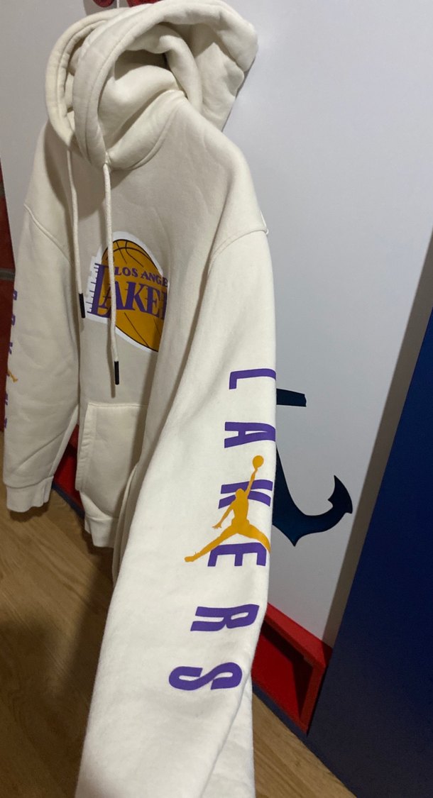Bej Los Angeles Lakers Kapüşonlu Sweatshirt - Görsel 4