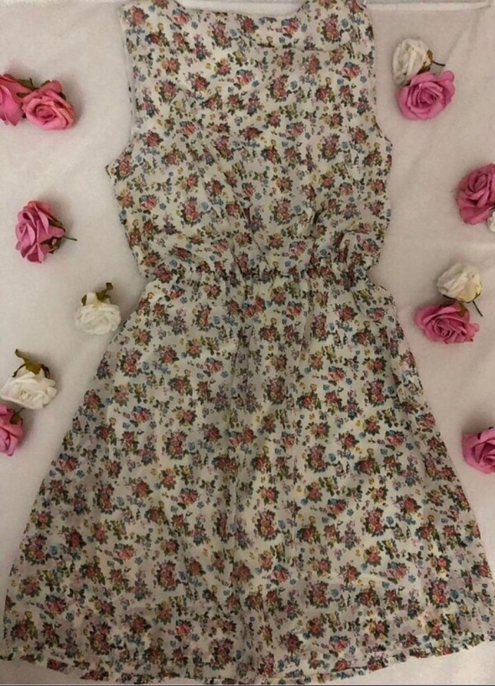 Dantel Detaylı Bohem Çiçekli Midi Elbise - Görsel 2