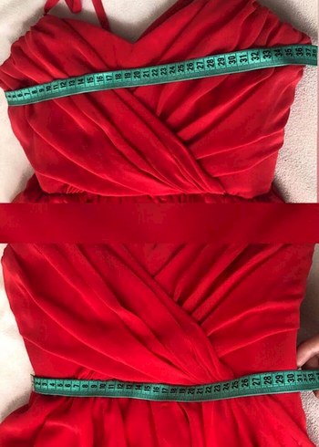 Kırmızı Askılı Midi Abiye Elbise - Görsel 6