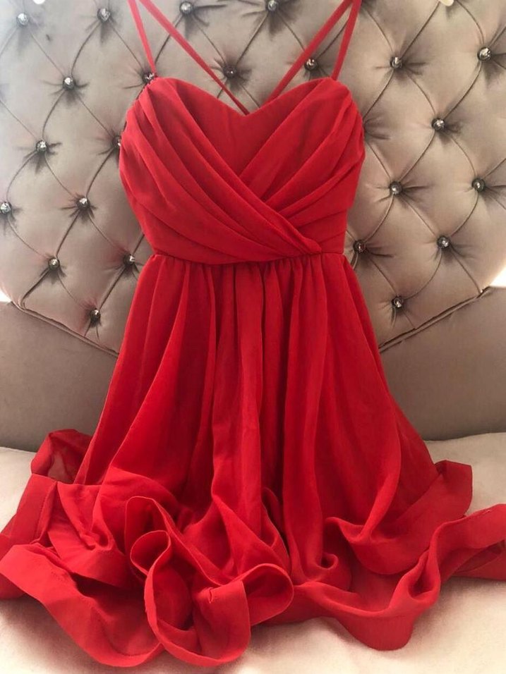 Kırmızı Askılı Midi Abiye Elbise - Görsel 2