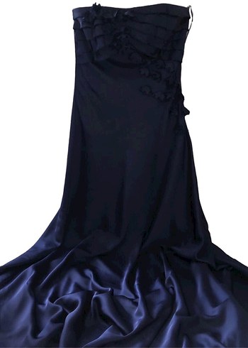 Straplez Saten Abiye Elbise - Görsel 4