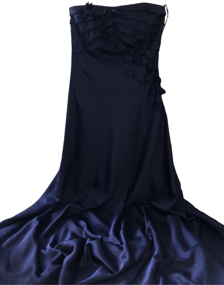 Straplez Saten Abiye Elbise - Görsel 4