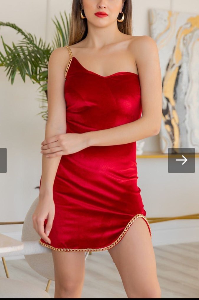 Kırmızı Mini Elbise - Görsel 2