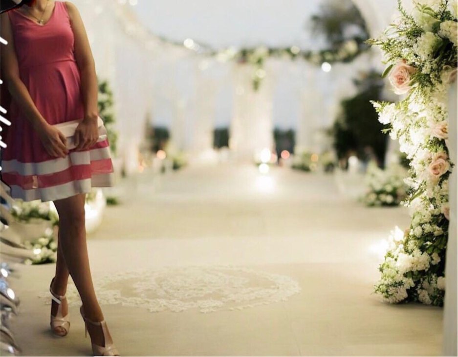 Pembe Midi Abiye Elbise - Görsel 2