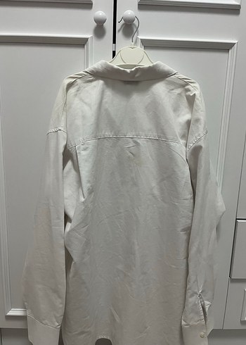 Beyaz Keten Düğmeli Kadın Gömlek - Görsel 2