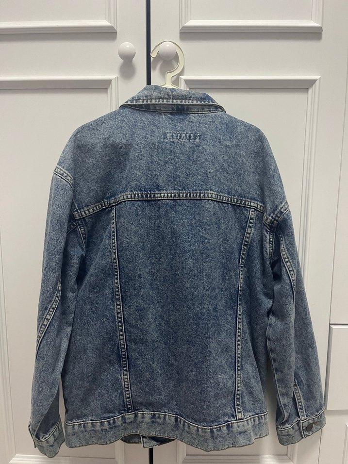 Gri Mavi Düğmeli Kadın Kot Ceket - Görsel 3