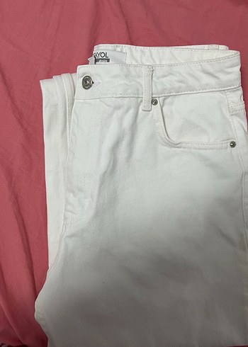 Beyaz Salaş Kesim Midi Kadın Jean - Görsel 5