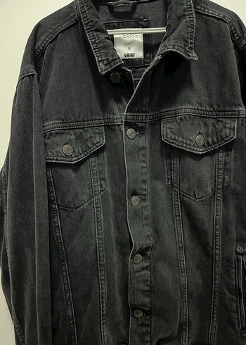 Siyah Kadın Denim Ceket Düğmeli - Görsel 4